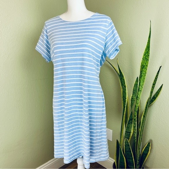 SAIL TO SABLE STS Blue Stripe Shift Dress XL Shirt Nautical Fisherman Coastal - Picture 4 of 9